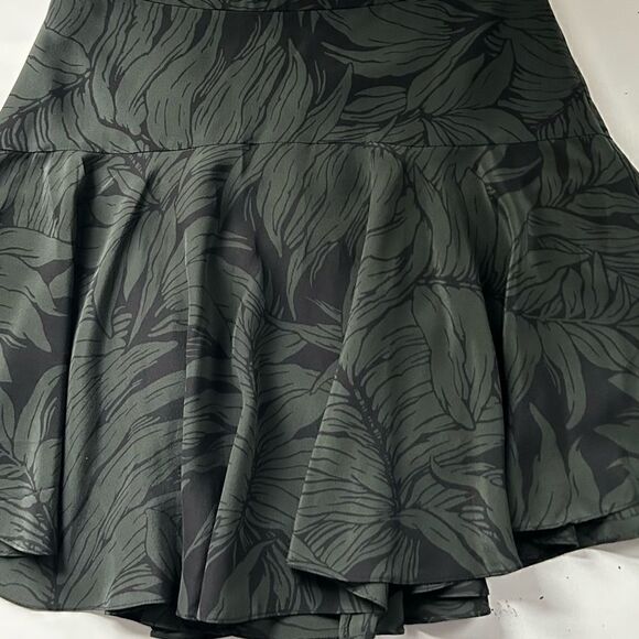 Club Monaco Green Black Palm Leaf Silk Mini Skirt Size 4 - Picture 2 of 8